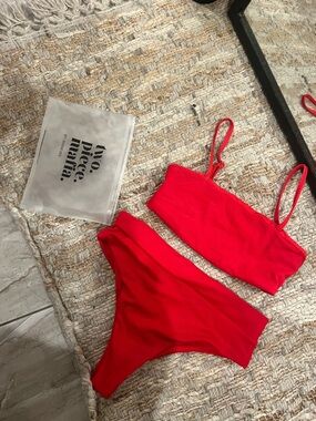 Strapless Red Bandeau Bikini Set - Timeless Swim